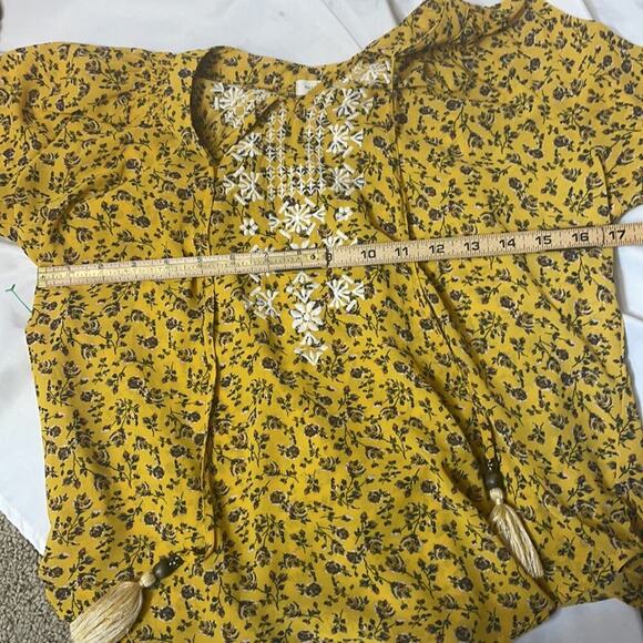 Mason & Belle blouse Stitch Fix Boho Peasant Top SZ XS yellow floral flowy - Picture 14 of 14